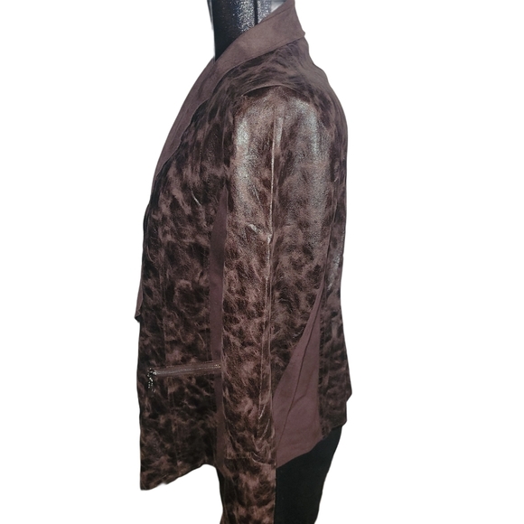 Marie Claire Brown Faux Leather Waterfall Cardigan Jacket - Picture 5 of 7